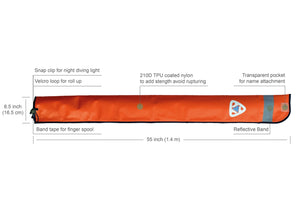 Hi-Viz 6.5'' Wide Scuba Diving Surface Marker Buoy (SMB) Safety Sausage
